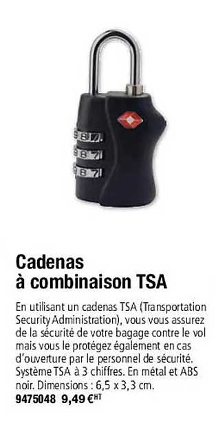 cadenas à combinaison tsa