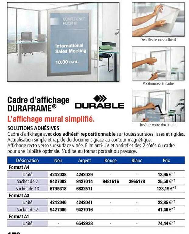 cadre d'affichage duraframe durable
