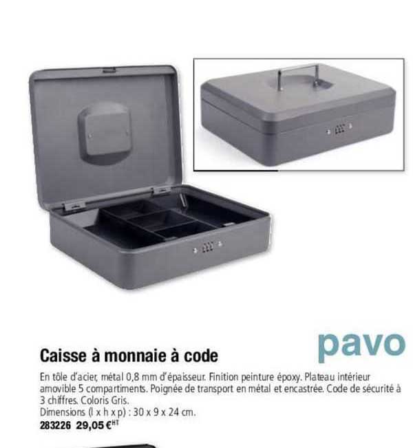 caisse à monnaie à code pavo