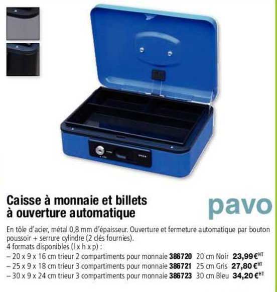 caisse à monnaie et billets à ouvertures automatique pavo