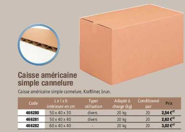caisse américaine simple cannelure