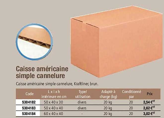 caisse américaine simple cannelure