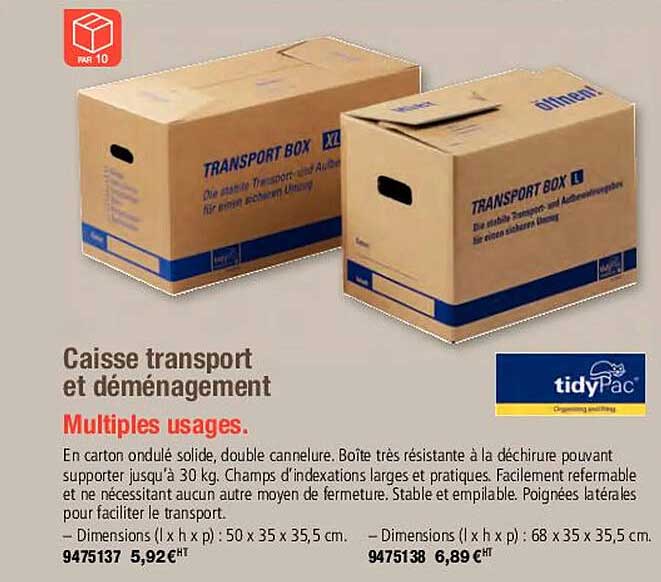 caisse transport et déménagement multiples usages tidypac