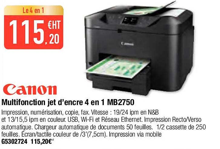 canon multifonction jet d'encre 4 en 1 MB2750