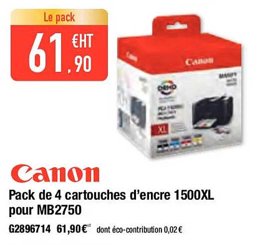 canon pack de 4 cartouches d'encre 1500XL pour MB2750