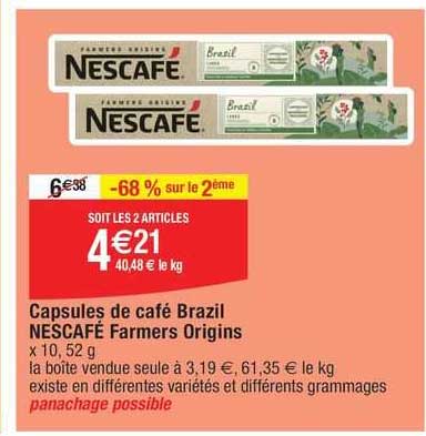 capsules de café brazil nescafé farmers origins