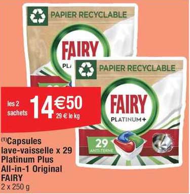 capsules lave-vaisselle x29 platinum plus all-in-1 original fairy