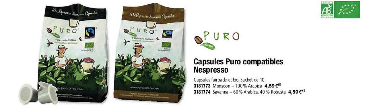 capsules puro compatibles nespresso