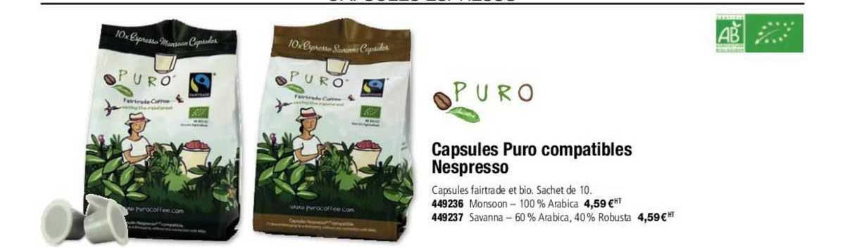 capsules puro compatibles nespresso