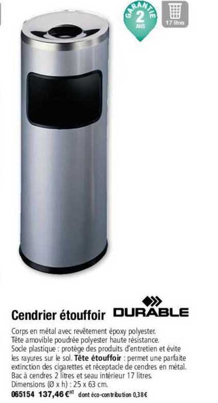 Cendrier étouffoir Durable