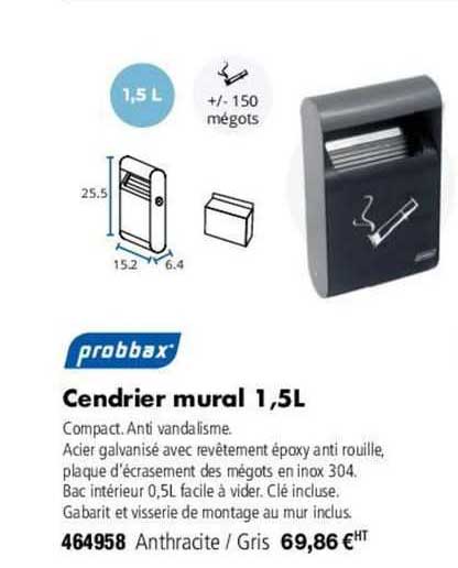 cendrier mural 1,5l probbax
