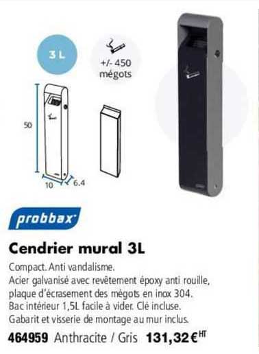 cendrier mural 3l probbax