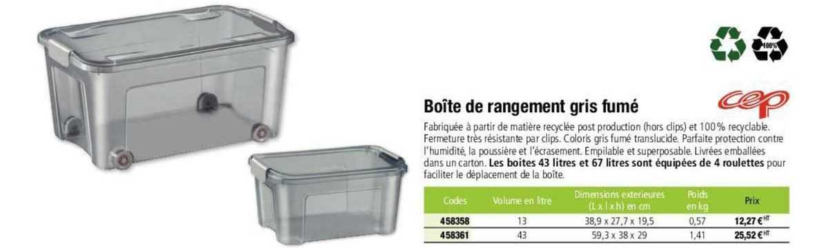 Cep Boîte De Rangement Gris Fumé