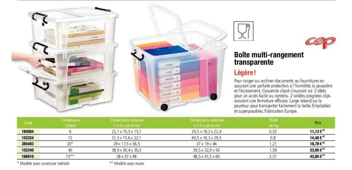 Cep Boîte Multi-rangement Transparente