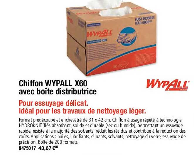 chiffon wypall x60 avec boîte distributrice
