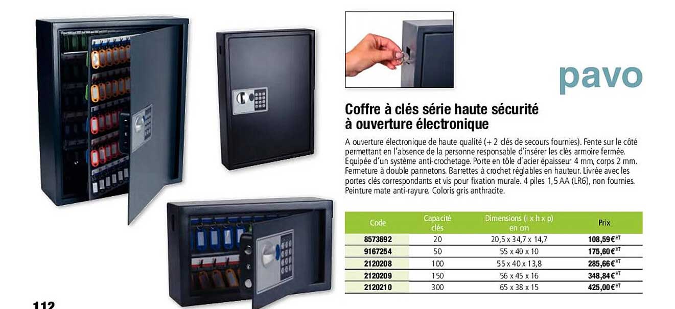 coffre à clés série haute sécurité à ouverture électronique
