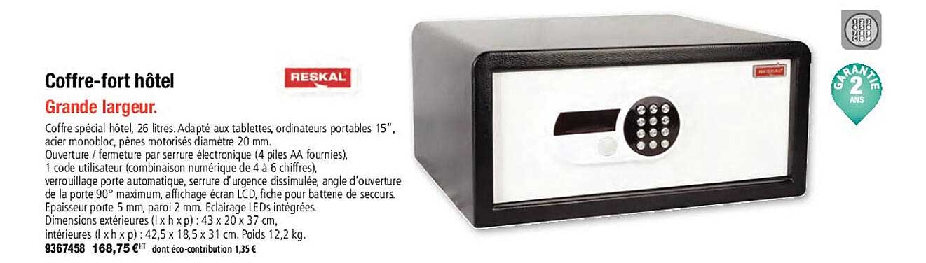 coffre-fort hôtel reskal