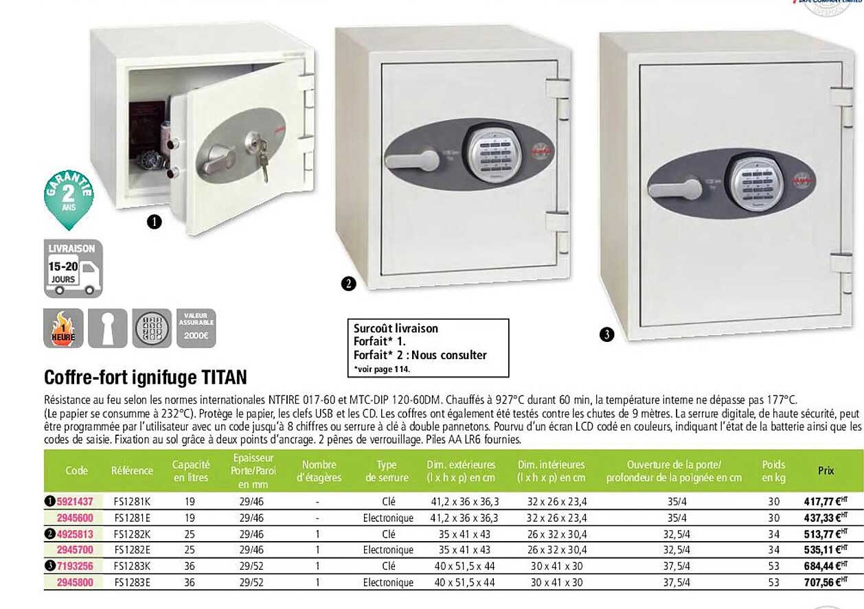 coffre-fort ignifuge titan