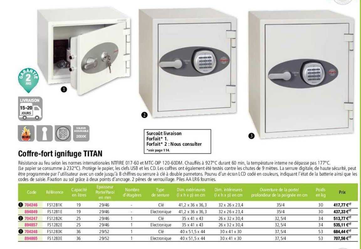 coffre-fort ignifuge titan