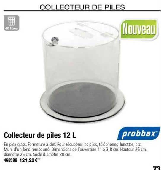 collecteur de piles 12 l probbax