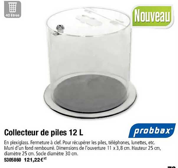 collecteur de piles 12l probbax