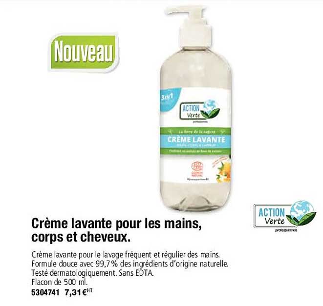 crème lavante pour les mains, corps et cheveux