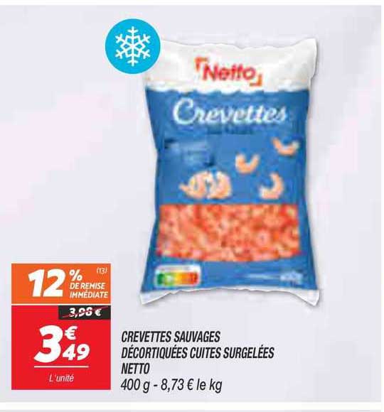 Crevettes Sauvages Décortiquées Cuites Surgelées Netto