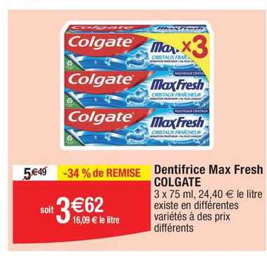 Dentifrice Max Fresh Colgate