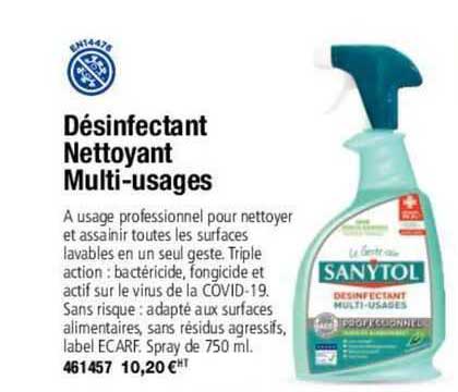 désinfectant nettoyant multi-usages sanytol