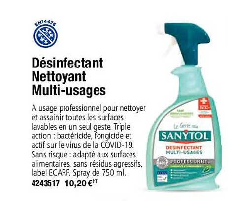 désinfectant nettoyant multi-usages sanytol