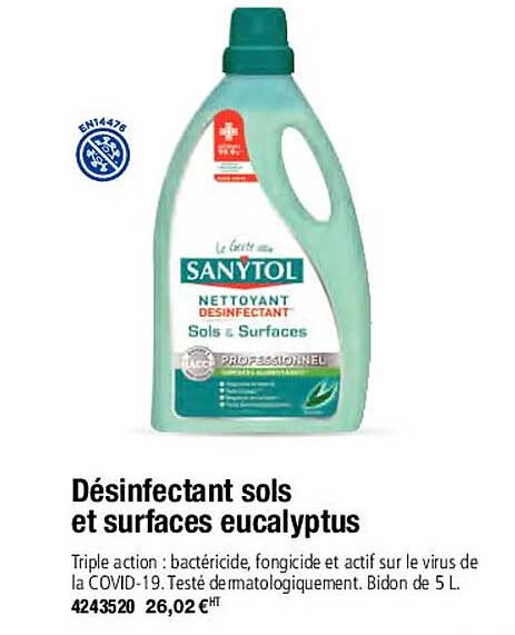 Désinfectant Sols Et Surfaces Eucalyptus Sanytol