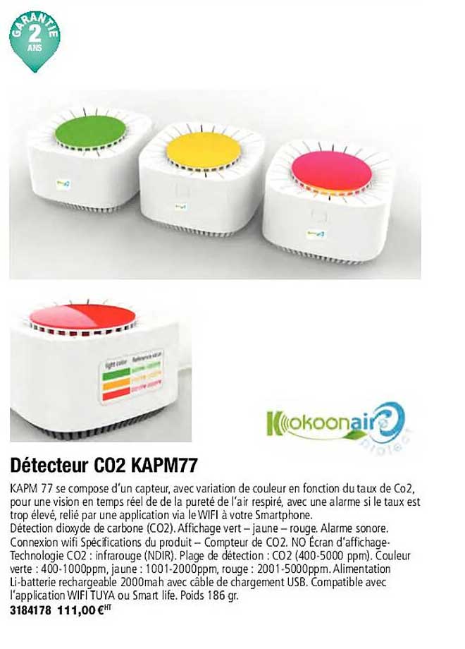 détecteur co2 kapm77 kokoonair