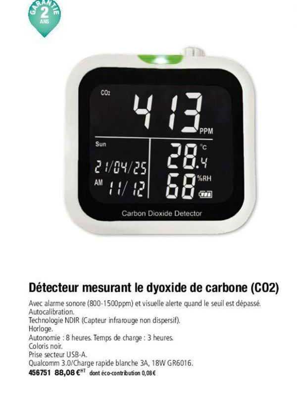 détecteur mesurant le dyoxide de carbone (co2)