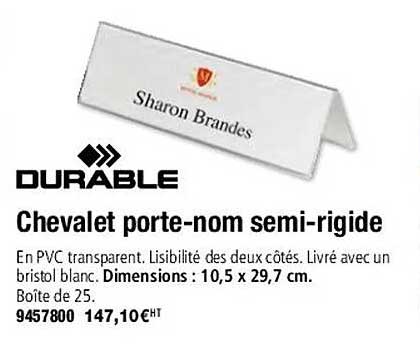 durable chevalet porte-nom semi-rigide
