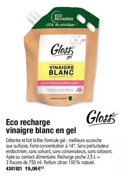 éco Recharge Vinaigre Blanc En Gel Gloss