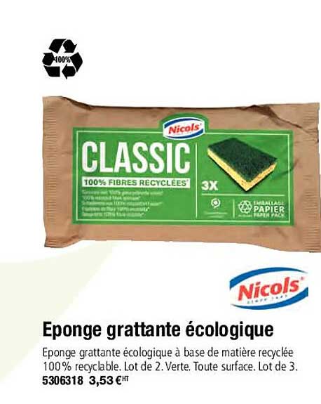 éponge grattante écologique nicols
