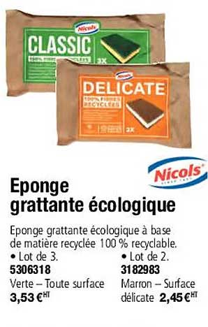 éponge grattante écologique nicols