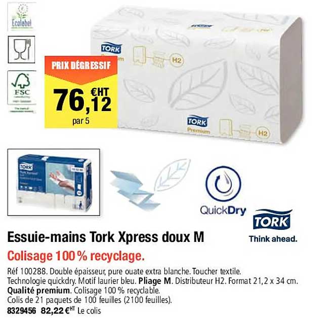 essuie-mains tork xpress doux m
