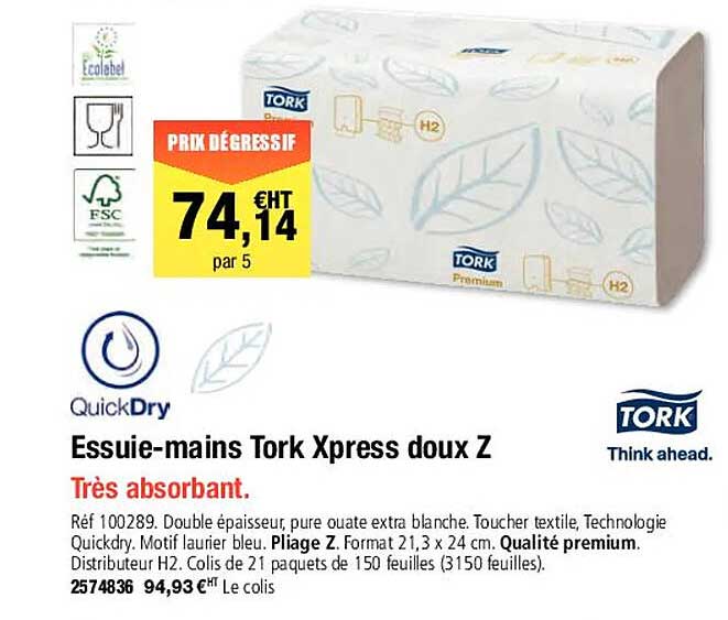 essuie-mains tork xpress doux z