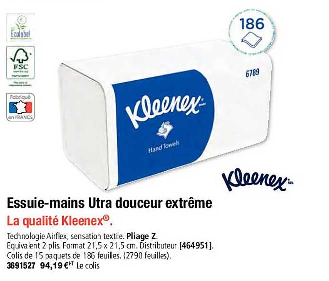 essuie-mains ultra douceur extrême kleenex