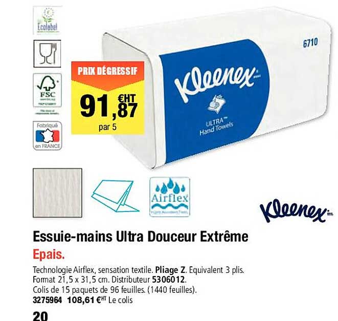 essuie-mains ultra douceur extrême kleenex