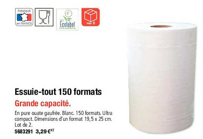 essuie-tout 150 formats