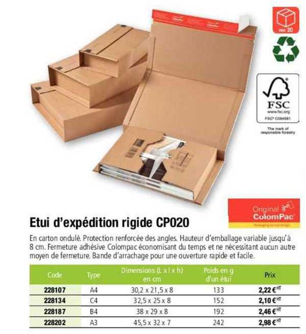 étui d'expédition rigide cp020 original colompac