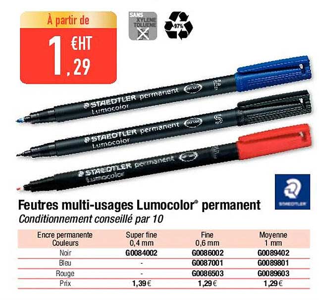feutres multi-usages lumocolor permanent