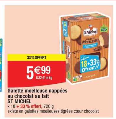 galette moelleuse nappées au chocolat au lait st michel