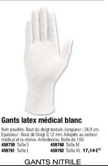 Gants Latex Médical Blanc