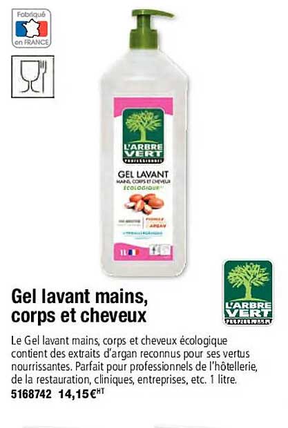 Gel Lavant Mains, Corps Et Cheveux L'arbre Vert