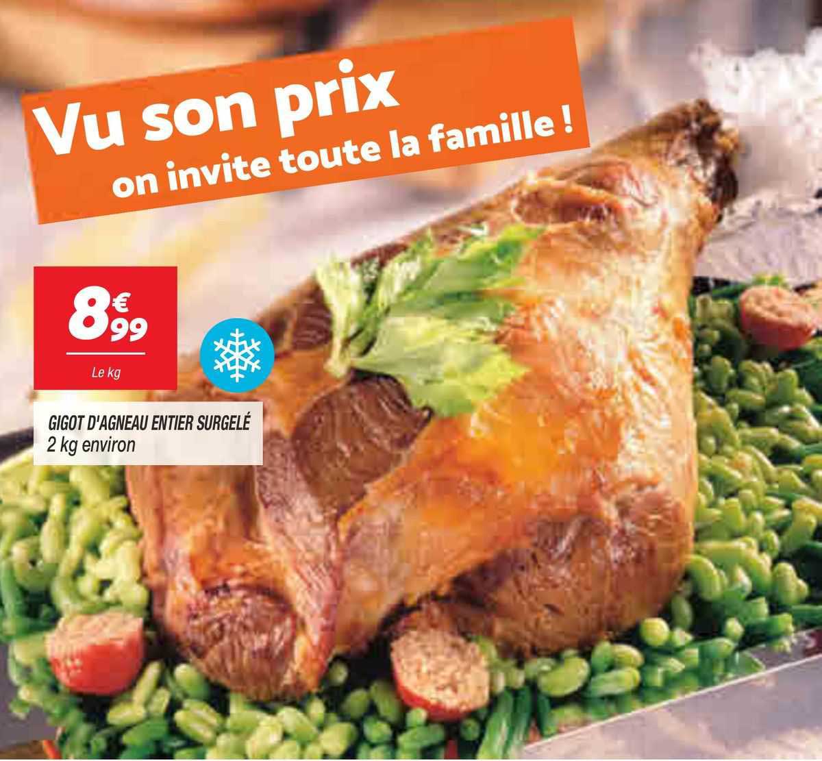 gigot d'agneau entier surgelé 2 kg environ