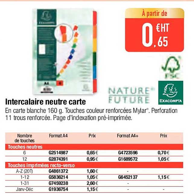 intercalaire neutre carte nature future exacompta