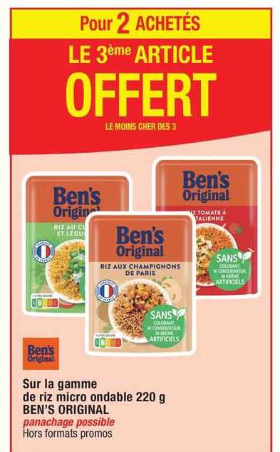 la gamme de riz micro ondable 220 g ben's original